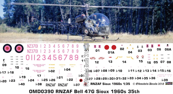 (image for) OMD0390 Bell 47G Sioux Royal New Zealand Air Force