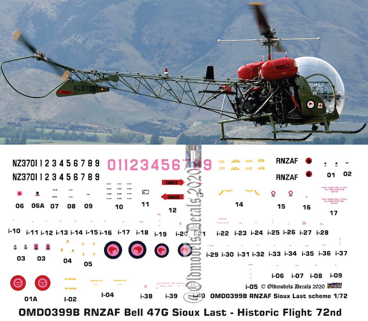 (image for) OMD0399B Bell 47G Sioux Royal New Zealand Air Force