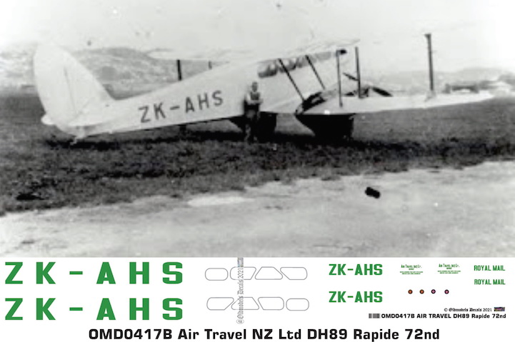 (image for) OMD0417B DH89 Rapide Air Travel NZ Ltd