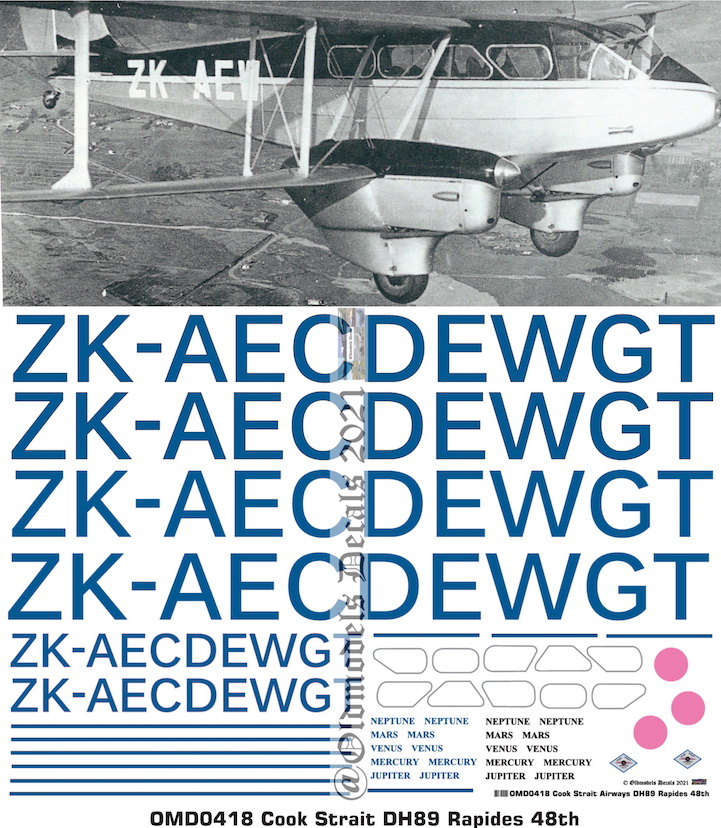 (image for) OMD0418 DH89 Rapide Cook Strait Airways