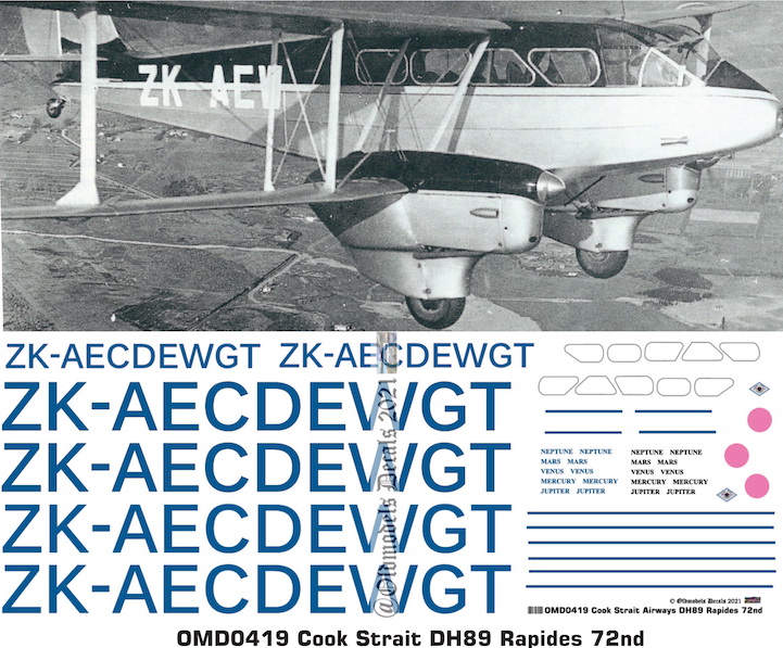 (image for) OMD0419 DH89 Rapide Cook Strait Airways