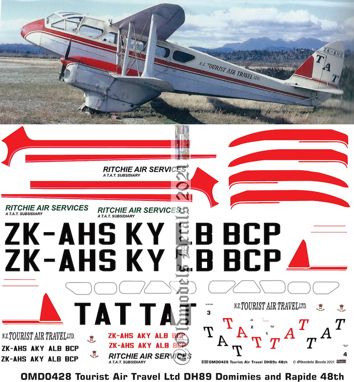 (image for) OMD0428 DH89 Rapide / Dominie Tourist Air Travel Ltd