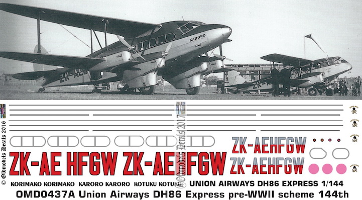 (image for) OMD0437A DH86 Express Union Airways