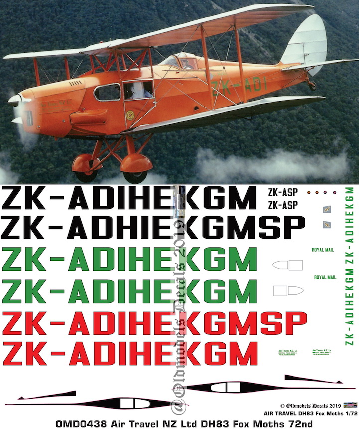 (image for) OMD0438 DH83 Fox Moth Air Travel NZ Ltd