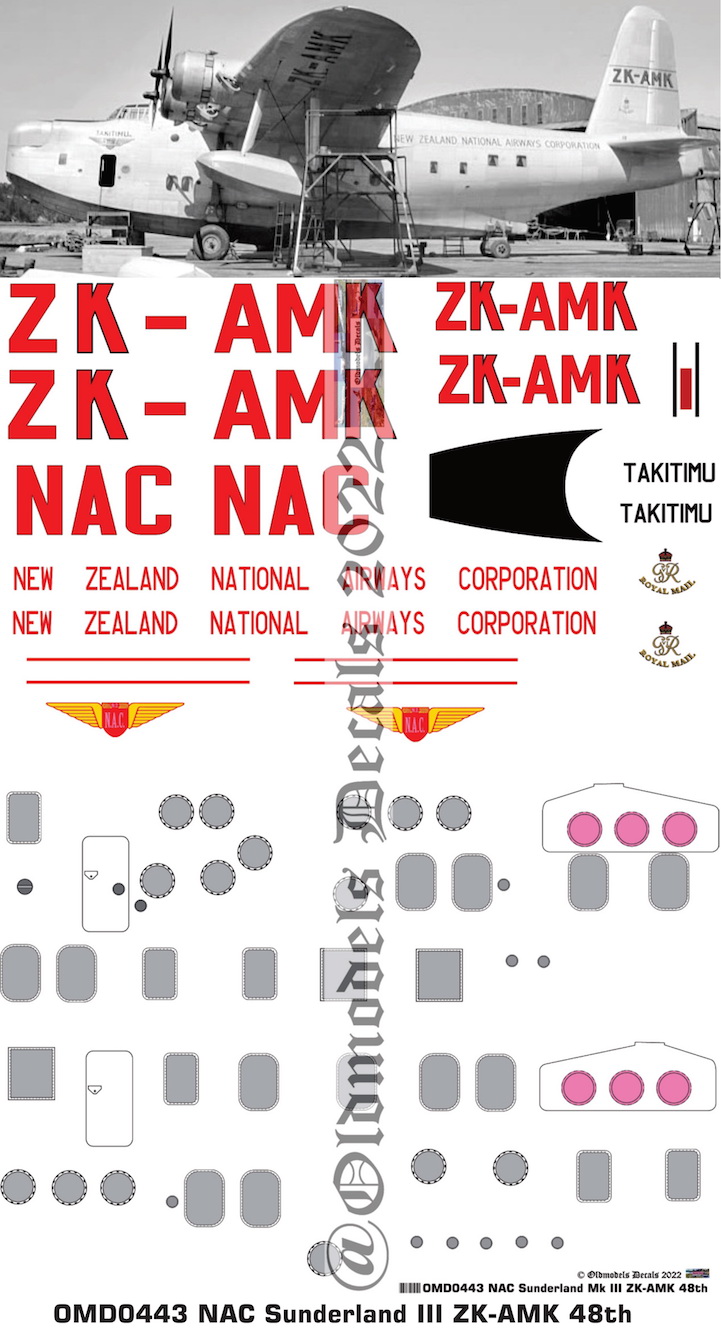 (image for) OMD0443 Short Sunderland III National Airways Corporation (NAC)