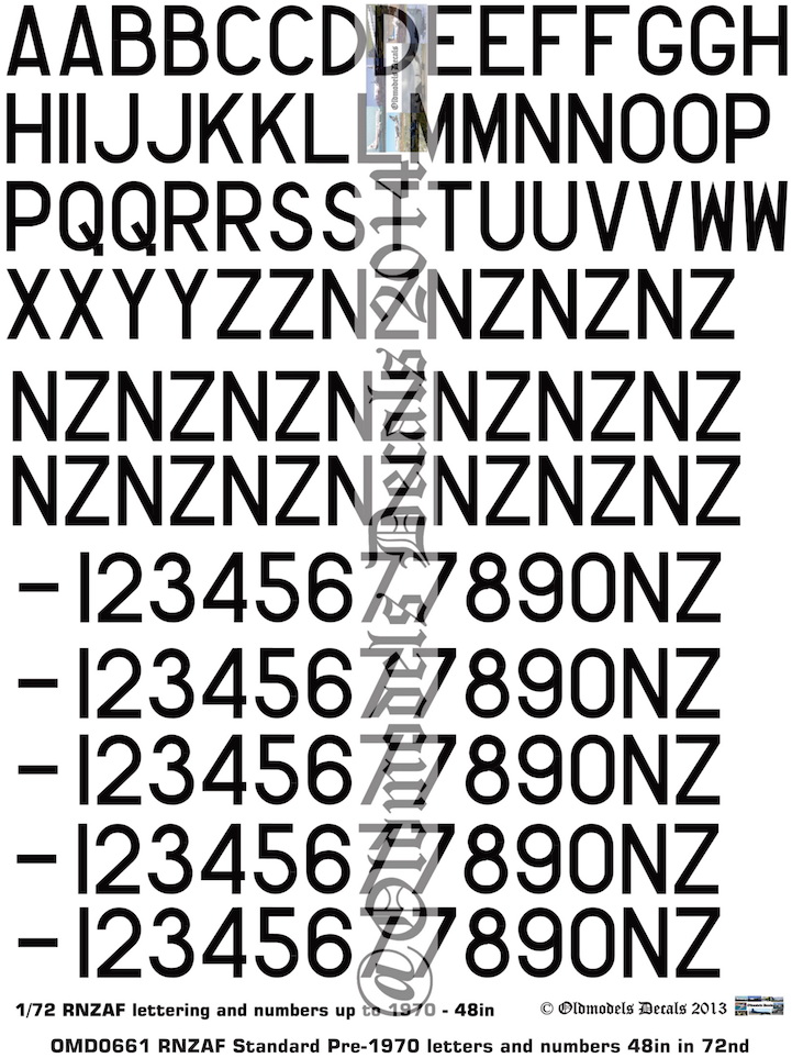 OMD0661 RNZAF Pre-1970 Letters & Numbers 48inch