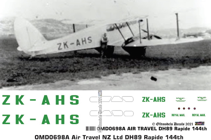 (image for) OMD0698A DH89 Rapide Air Travel NZ Ltd
