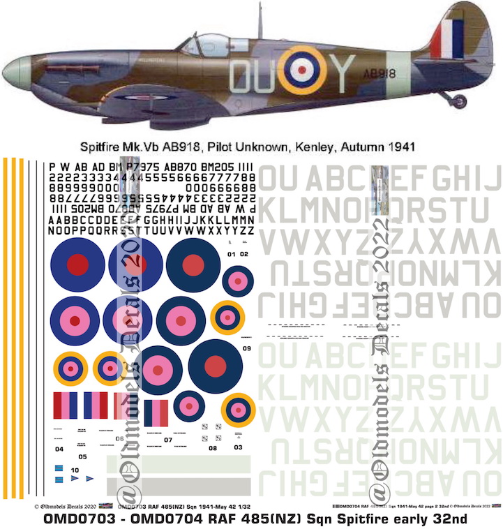 (image for) OMD0703+OMD0704 Spitfire Royal Air Force (NZ)