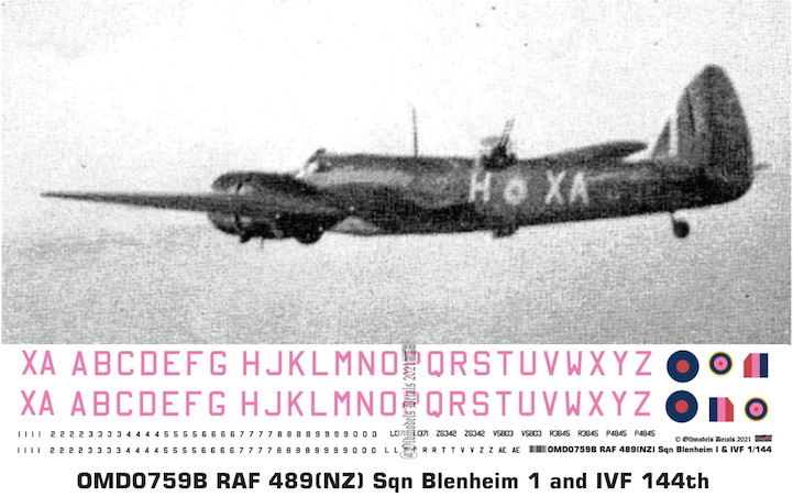 OMD0759B Blenheim I & IVF Royal Air Force (NZ)