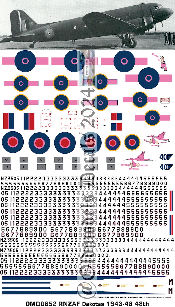 (image for) OMD0852 DC3 Dakota Royal New Zealand Air Force