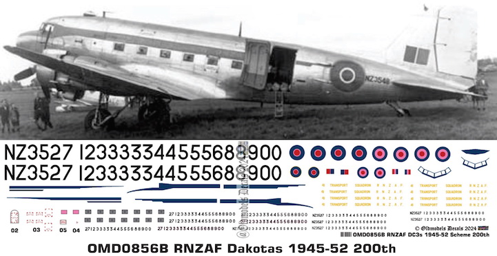(image for) OMD0856B DC3 Dakota Royal New Zealand Air Force
