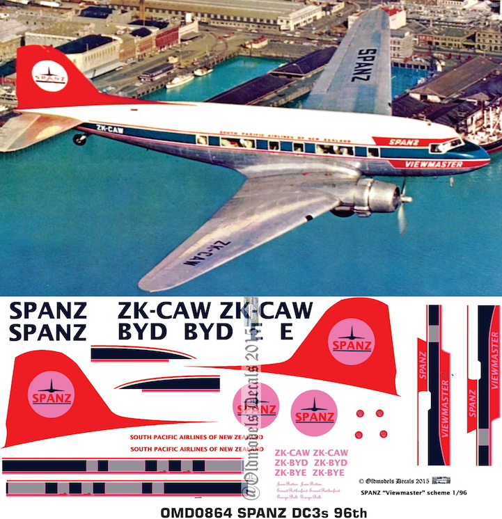 (image for) OMD0864 DC3 South Pacific Airlines of New Zealand (SPANZ)
