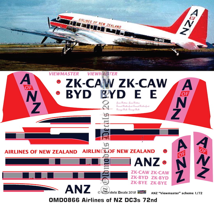 (image for) OMD0866 DC3 Airlines of New Zealand