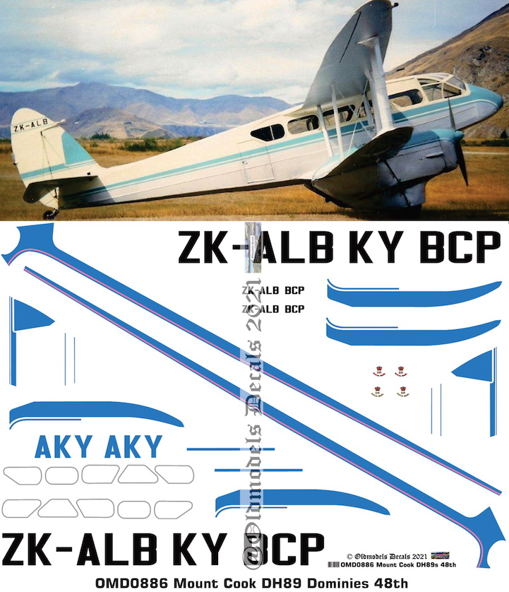 (image for) OMD0886 DH89 Dominie Mount Cook Airlines