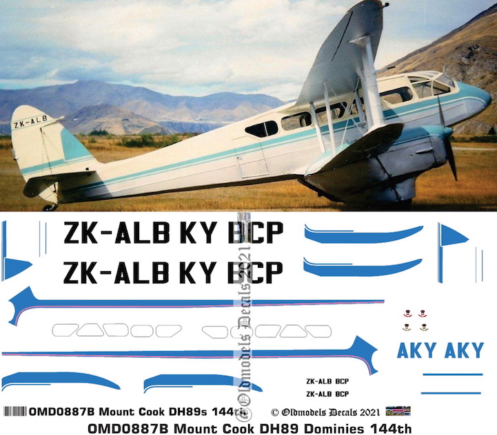 (image for) OMD0887B DH89 Dominie Mount Cook Airlines