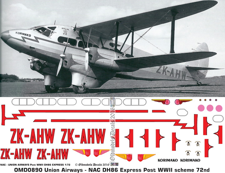 (image for) OMD0890 DH86 Express Union Airways / NAC