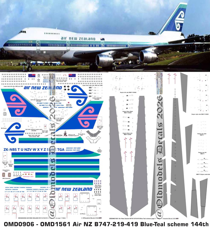 (image for) OMD0906 - OMD1561 Boeing B747-219/419 Air New Zealand