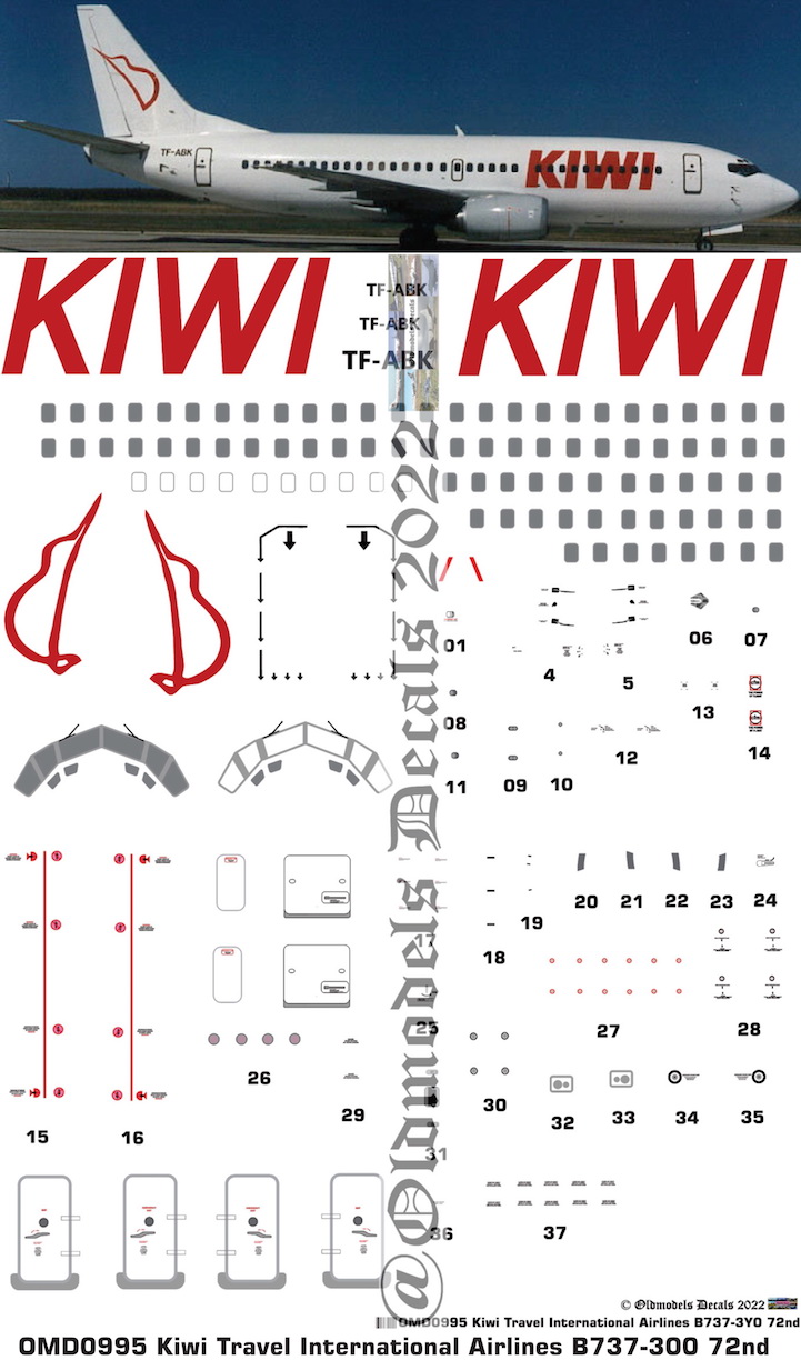 (image for) OMD0995 Boeing B737-300 Kiwi Travel International Airlines