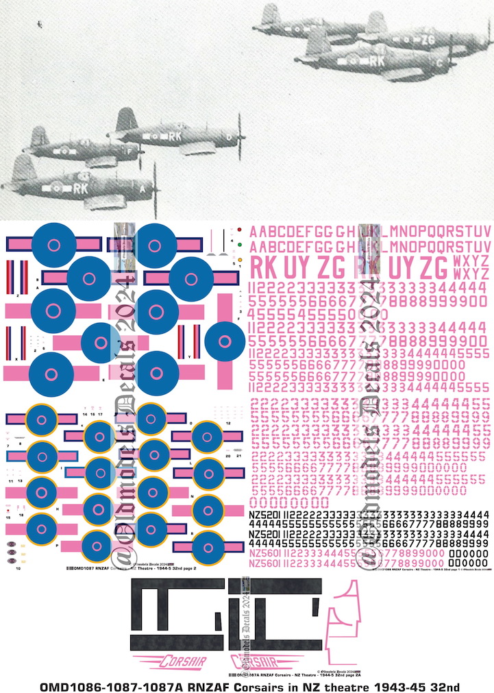 (image for) OMD1086+1087+1087A Chance-Vought Corsair Royal New Zealand AF