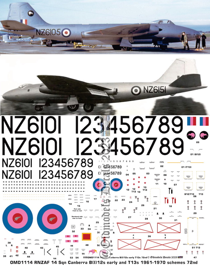 (image for) OMD1114 EE Canberra B(1) 12 & T13 Royal New Zealand Air Force