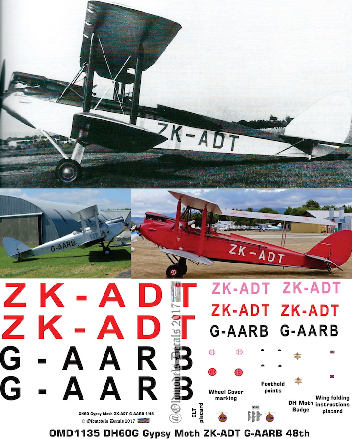 (image for) OMD1135 DH60G Gypsy Moth ZK-ADT / G-AARB