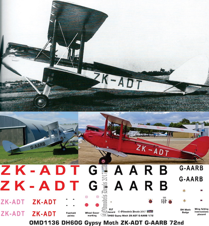 (image for) OMD1136 DH60G Gypsy Moth ZK-ADT / G-AARB