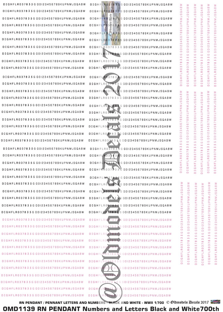 (image for) OMD1139 Royal Navy Pendant Numbers & Letters