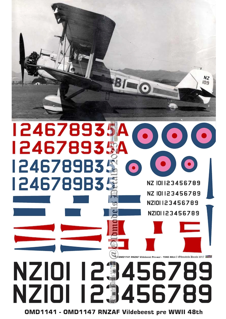 (image for) OMD1141+OMD1147 Vickers Vildebeest Royal New Zealand Air Force