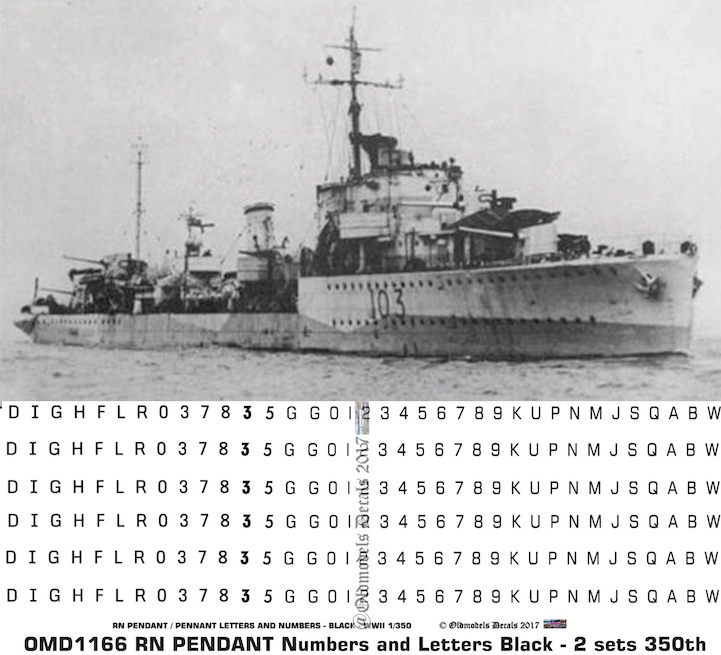 OMD1166 Royal Navy Pendant Numbers & Letters