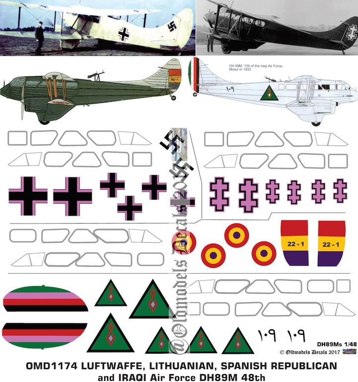 (image for) OMD1174 DH89M Dragon Rapide Multiple Air Forces
