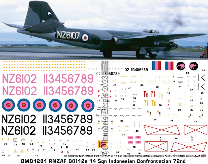 (image for) OMD1281 EE Canberra B(1) 12 & T13 Royal New Zealand Air Force