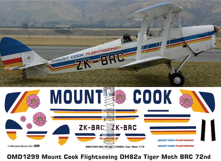 OMD1299 DH.82A Tiger Moth Mount Cook Flightseeing