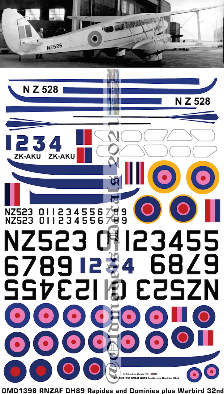 (image for) OMD1398 DH89 Rapide & Dominie RNZAF & Civil
