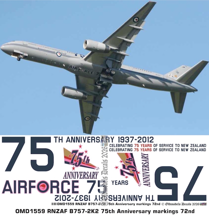 (image for) OMD1559 Boeing B757-2K2 Royal New Zealand Air Force 75th Anniversary Markings