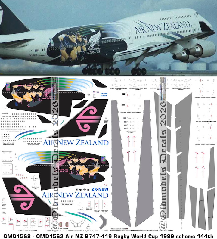 (image for) OMD1562 - OMD1563 Boeing B747-419 Air New Zealand Rugby World Cup