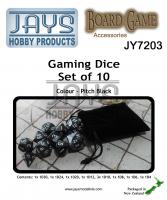 JY7203 Gaming Dice Set of Ten - Colour: Pitch Black