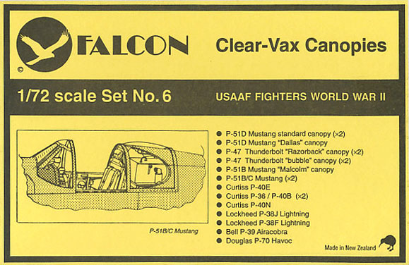 Clearvax Canopy Set #06 USAAF Fighters, World War II