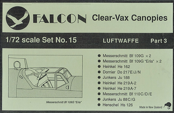 Clearvax Canopy Set #15 Luftwaffe, World War II (part 3)
