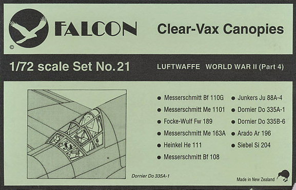 Clearvax Canopy Set #21 Luftwaffe, World War II (part 4)