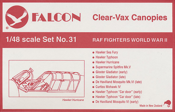 Clearvax Canopy Set #31 RAF Fighters, World War II