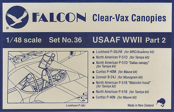 Clearvax Canopy Set #36 USAAF, World War II (part 2)