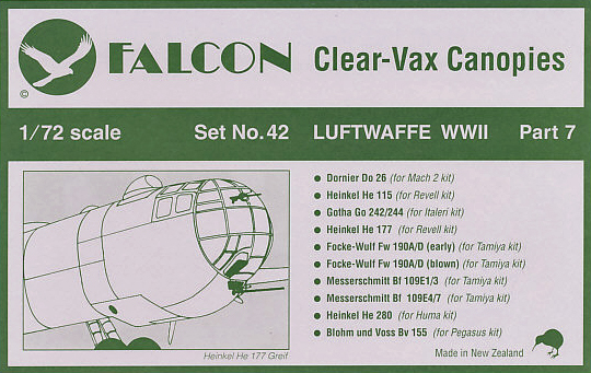 Clearvax Canopy Set #42 Luftwaffe, World War II (part 7)